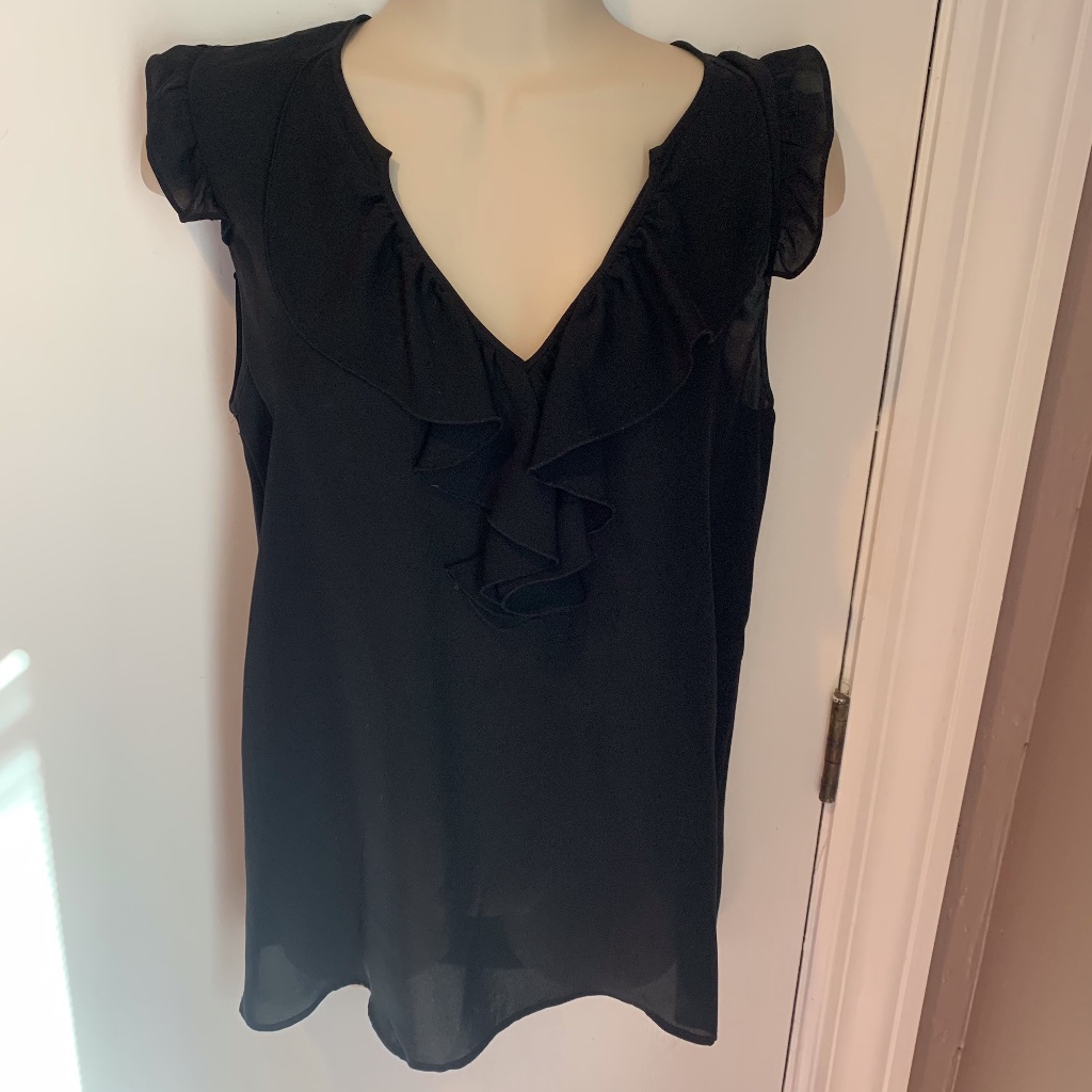 Theory Nalena Black Silk Sleeveless Blouse